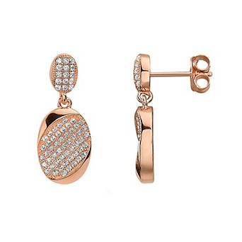 18k Rose Gold Over Sterling Silver Drop Earrings