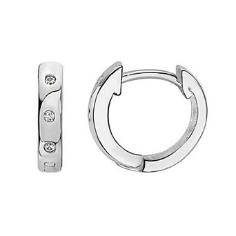 Sterling Silver Cubic Zirconia Hoop Earrings