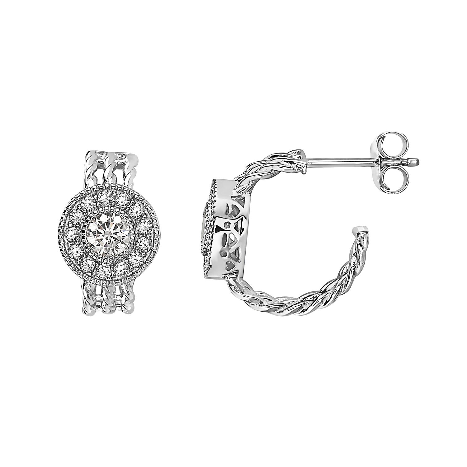 Boucles D'Oreilles Pendantes En Argent Sterling 925 Avec Zirconium Cubique Blanc - Adastra