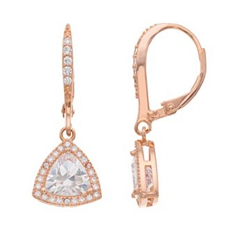 Sterling Silver Cubic Zirconia Triangle Drop Earrings