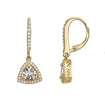Sterling Silver Cubic Zirconia Triangle Drop Earrings
