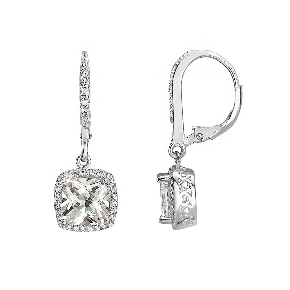 Sterling Silver Cubic Zirconia Pear Drop Stud Earrings - Large 57mm Drop