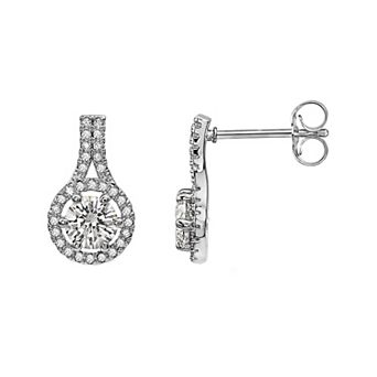 Sterling Silver Round Cubic Zirconia Drop Earrings