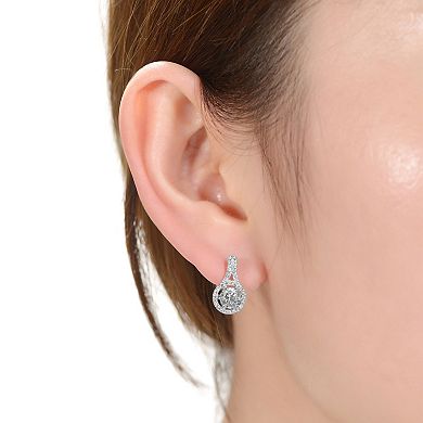 Sterling Silver Round Cubic Zirconia Drop Earrings