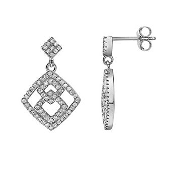 Sterling Silver Square Drop Earrings