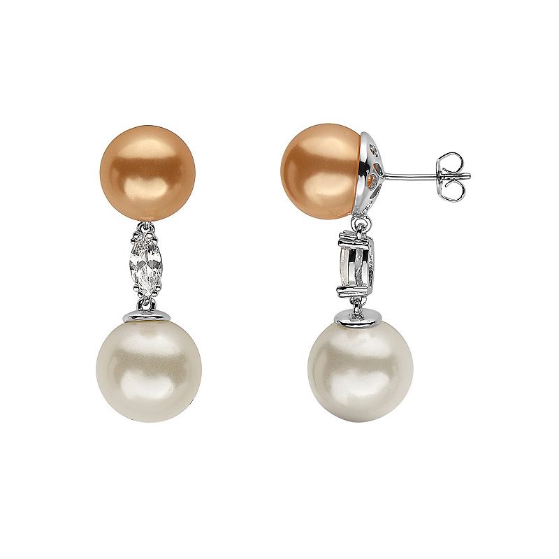 Sterling Silver White & Yellow Freshwater Cultured Pearl Drop Earrings, Wom