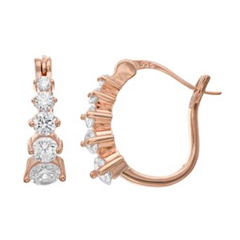 Sterling Silver Round Cubic Zirconia Hoop Earrings