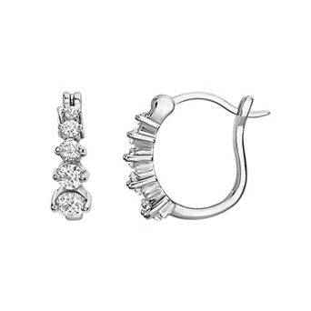Sterling Silver Round Cubic Zirconia Hoop Earrings