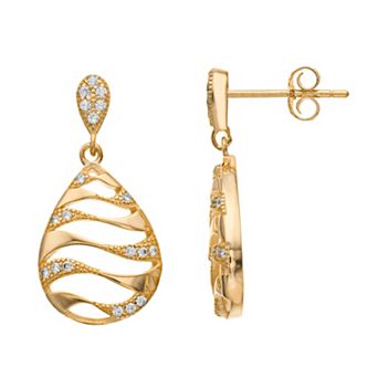 Sterling Silver Round Cubic Zirconia Drop Earrings