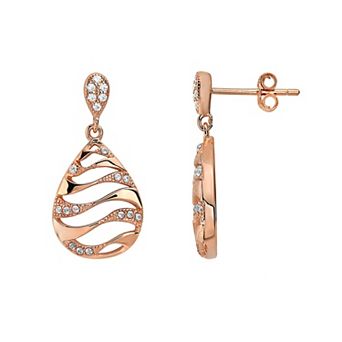 Sterling Silver Round Cubic Zirconia Drop Earrings