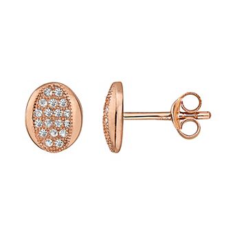 18k Rose Gold Over Sterling Silver Round Cubic Zirconia Stud Earrings