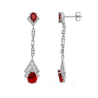 Sterling Silver Cubic Zirconia Dangle Drop Earrings