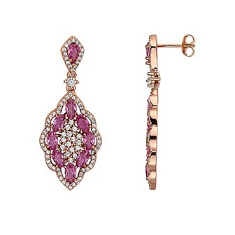 18k Rose Gold Over Sterling Silver Oval Drop Earrings