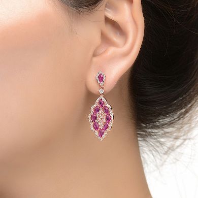 18k Rose Gold Over Sterling Silver Oval Drop Earrings