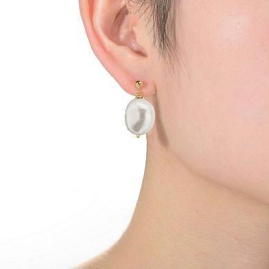 14k Gold Over Sterling Silver Freshwater Cultured Pearl Drop Earrings