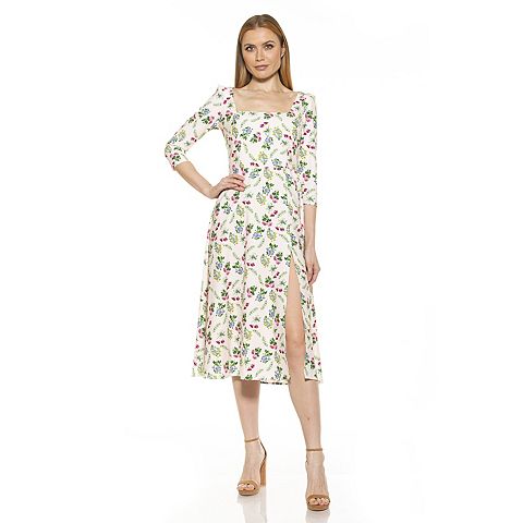 Женские платья ALEXIA Women's ALEXIA ADMOR Sage Squareneck Midi Fit & Flare Dress