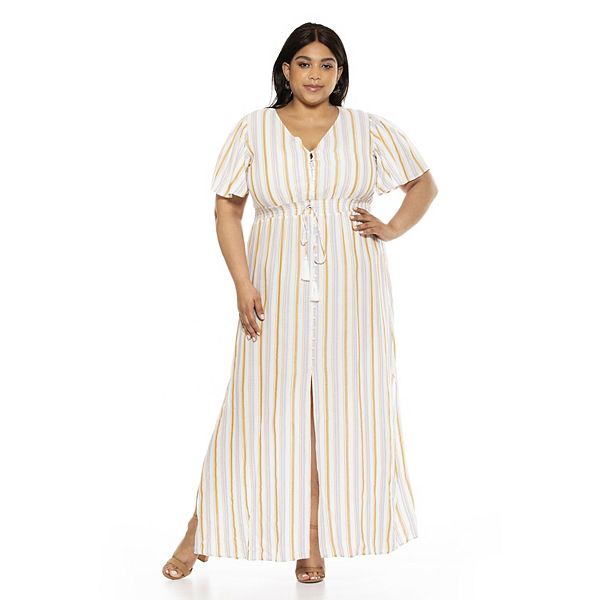 Plus Size ALEXIA ADMOR Gianna V-Neck Flutter Sleeve Maxi Dress