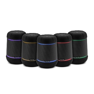 iHome Bluetooth Rechargeable Waterproof Speaker with 360° Stereo Sound & Color Changing Accent Lighting