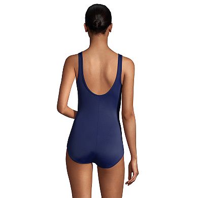 Women's Lands' End D-Cup Tugless Bust Minimizer One-Piece Swimsuit