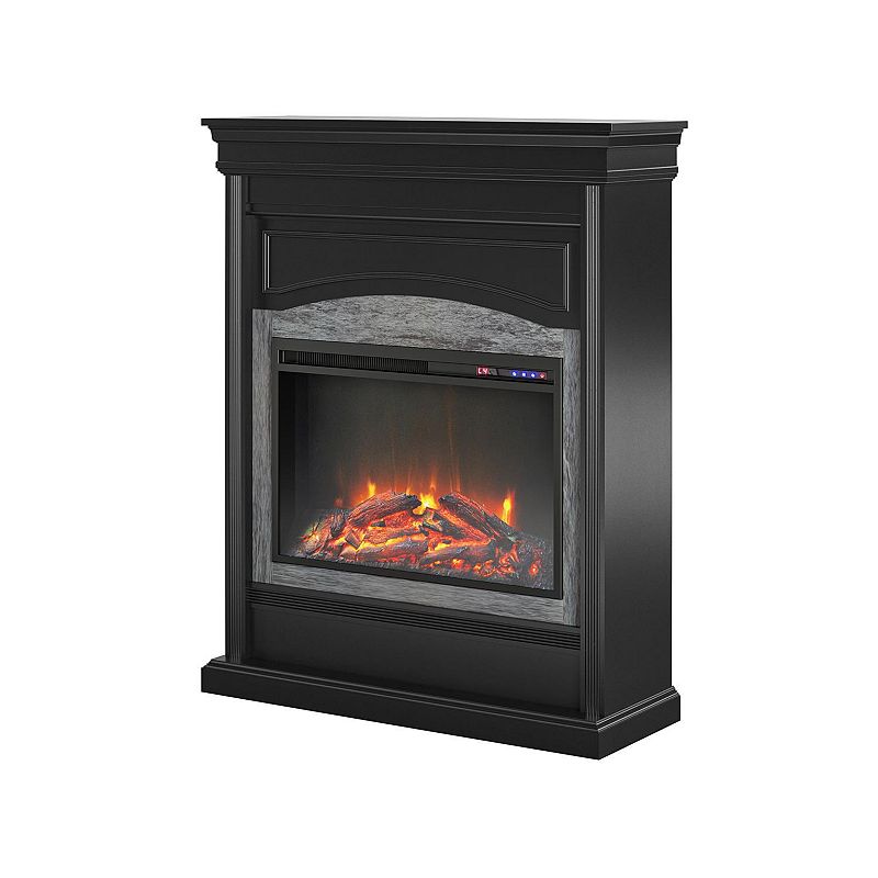 Ameriwood Home Lamont White Electric Fireplace, Black