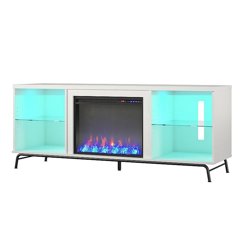 Ameriwood Home Melbourne Electric Fireplace TV Stand, White