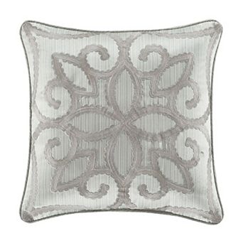 Five Queens Court Nouveau 18" Square Embellished Decorative Throw Pillow