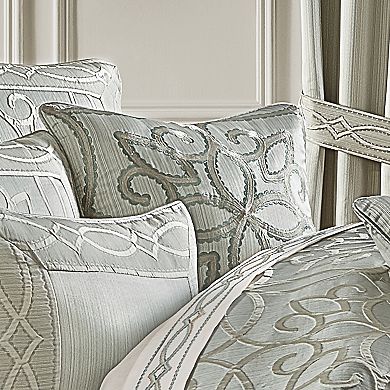 Five Queens Court Nouveau 18" Square Embellished Decorative Throw Pillow