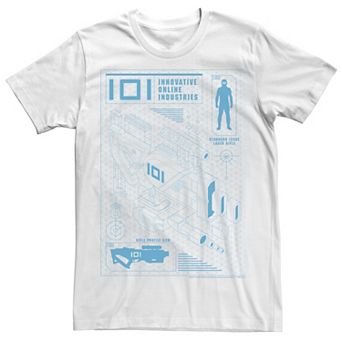 Men's Ready Player One IOI Gun Schematics Blue Hue Tee