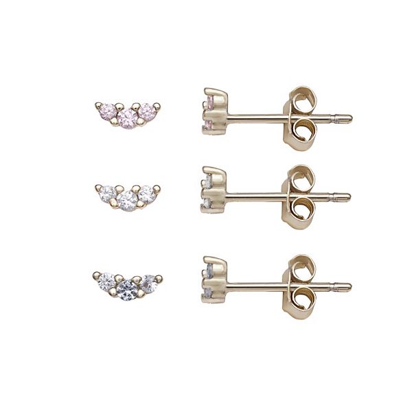 LC Lauren Conrad Sterling Silver Cubic Zirconia Stud Earring Set