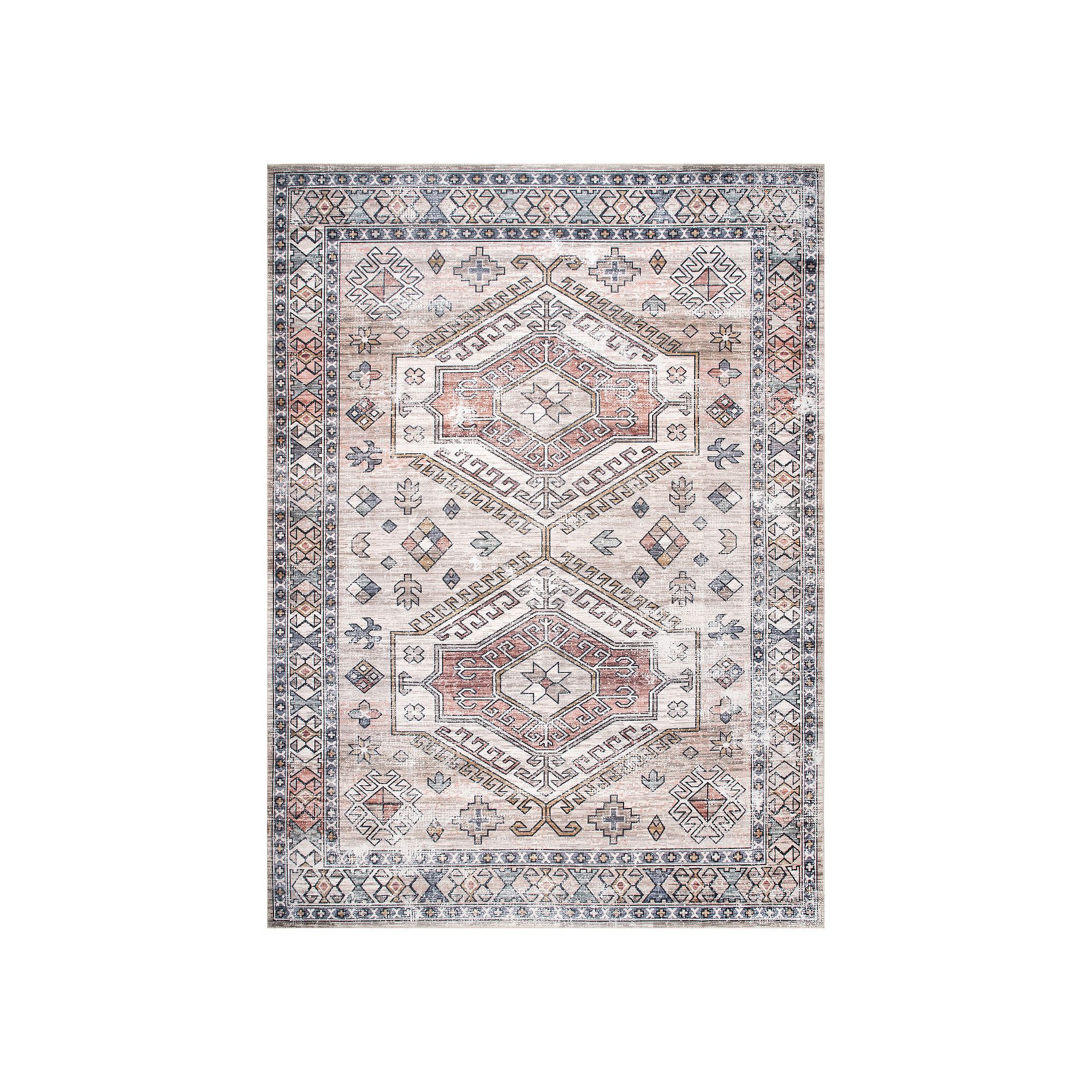 nuLOOM Mae Machine Washable Tribal Motif Rug, Pink