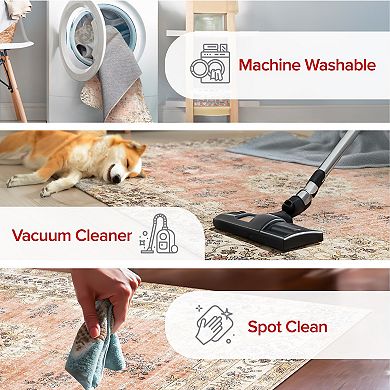 nuLOOM Ren Machine Washable Vintage Floral Rug