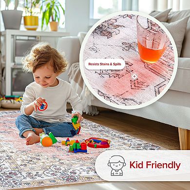 nuLOOM Ren Machine Washable Vintage Floral Rug