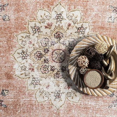 nuLOOM Ren Machine Washable Vintage Floral Rug