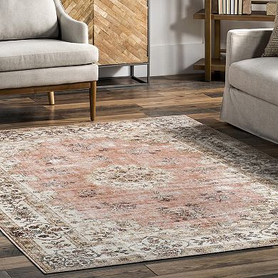 nuLOOM Ren Machine Washable Vintage Floral Rug