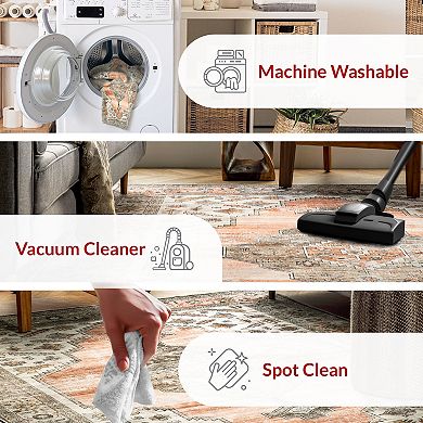 nuLOOM Gracie Machine Washable Distressed Medallion Rug
