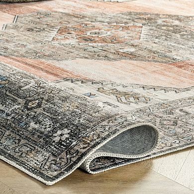 nuLOOM Gracie Machine Washable Distressed Medallion Rug