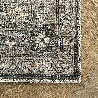 nuLOOM Gracie Machine Washable Distressed Medallion Rug