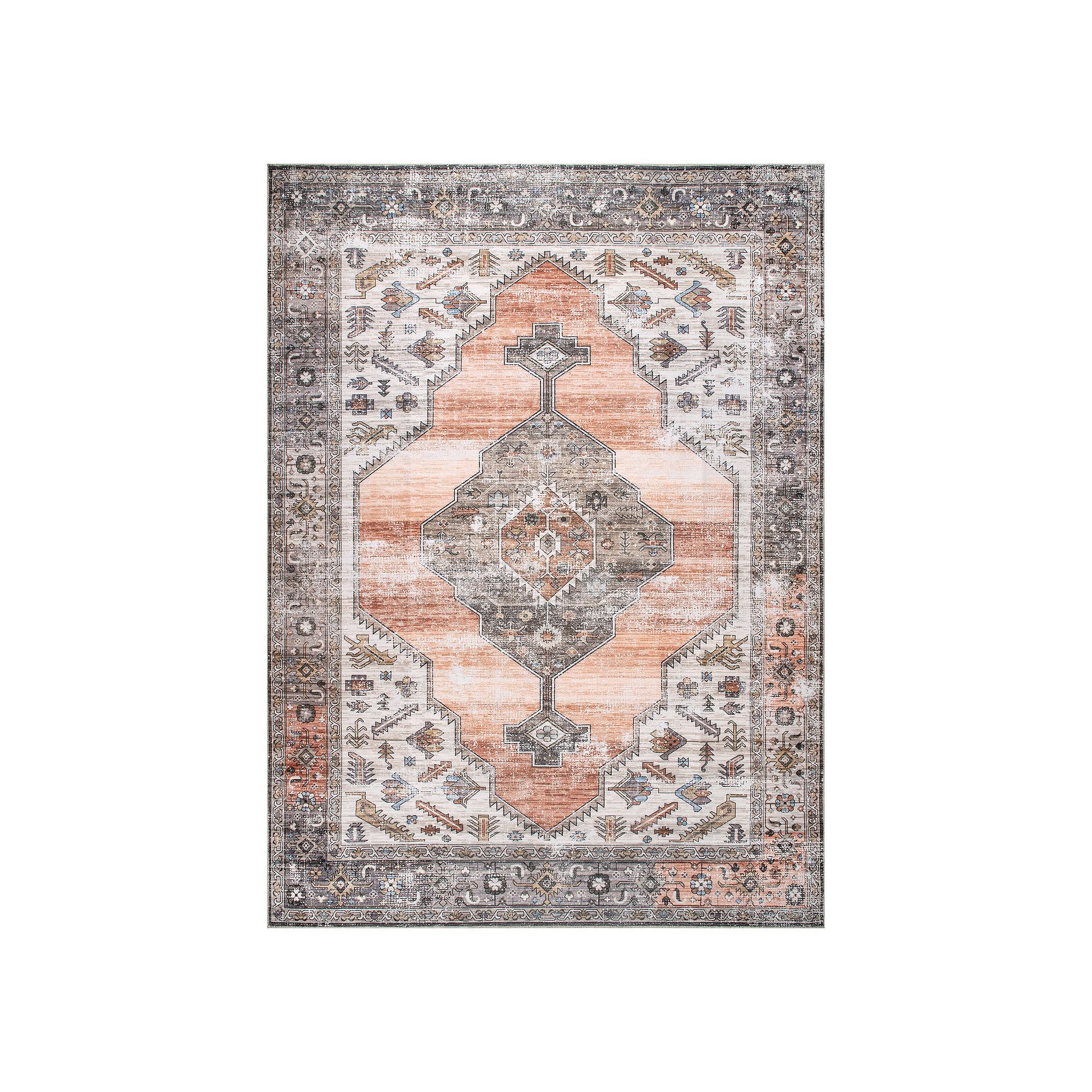 nuLOOM Gracie Machine Washable Distressed Medallion Rug, Pink
