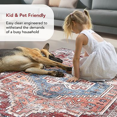 nuLOOM Marli Machine Washable Faded Medallion Rug