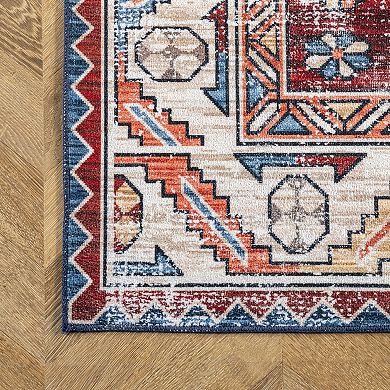 nuLOOM Marli Machine Washable Faded Medallion Rug