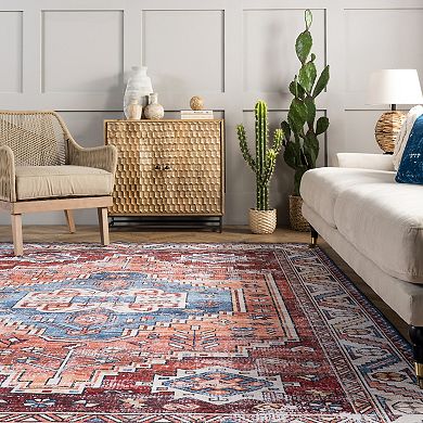 nuLOOM Marli Machine Washable Faded Medallion Rug