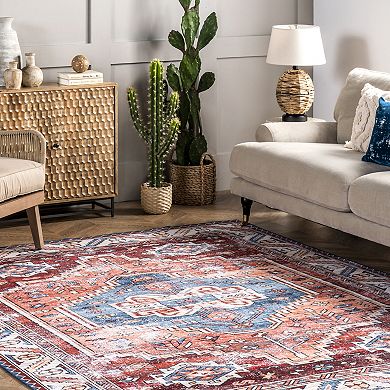 nuLOOM Marli Machine Washable Faded Medallion Rug