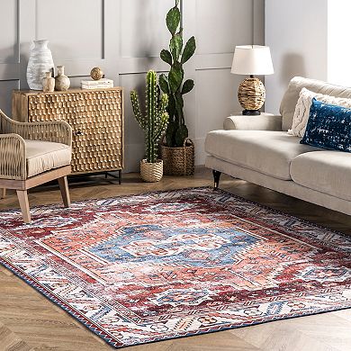 nuLOOM Marli Machine Washable Faded Medallion Rug