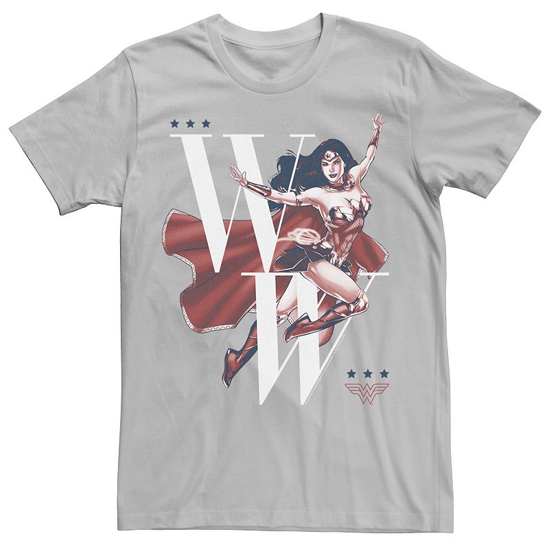 Men's Wonder Woman Vintage Logo Poster Tee, Size: Medium, Silver