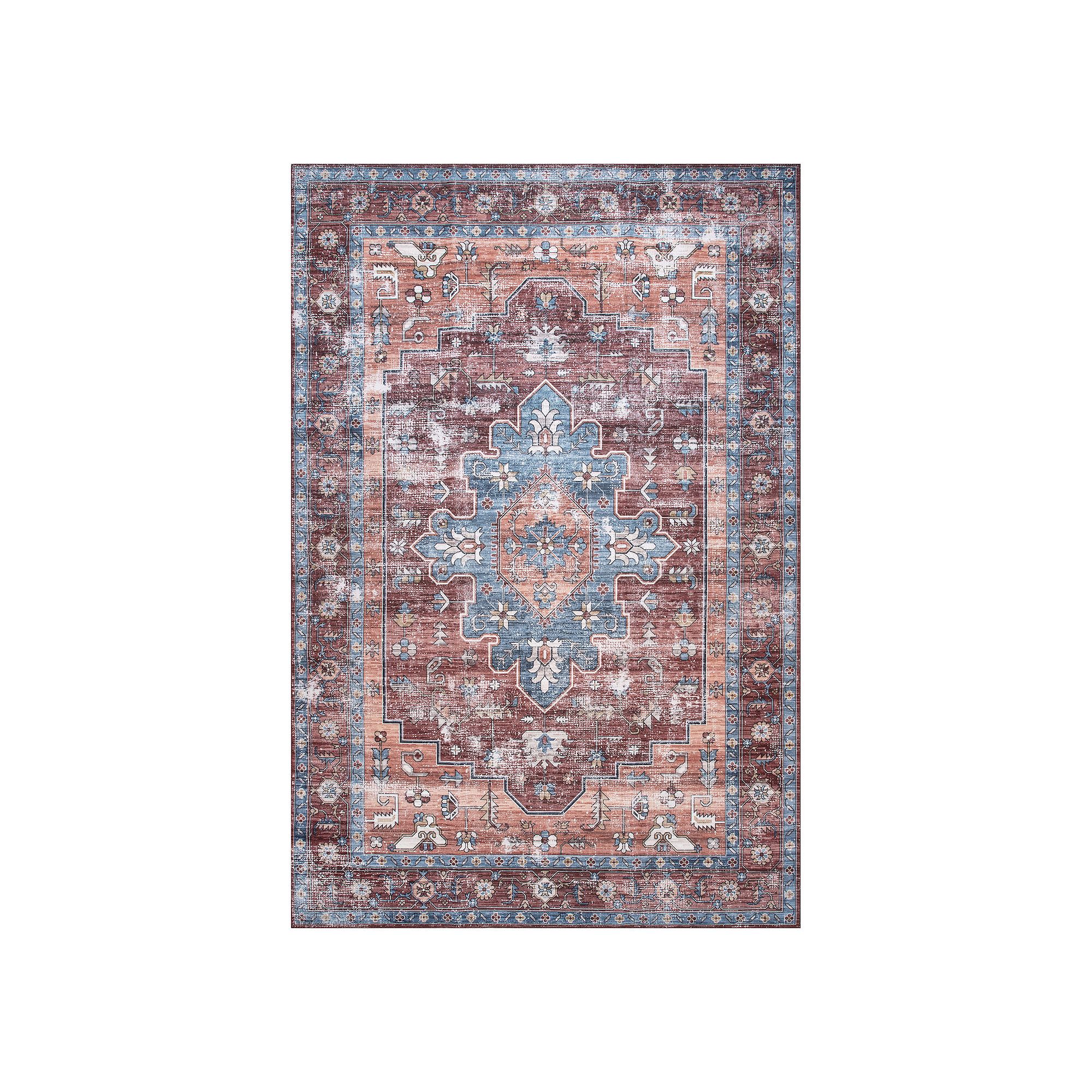 nuLOOM Zena Machine Washable Medallion Rug, Red