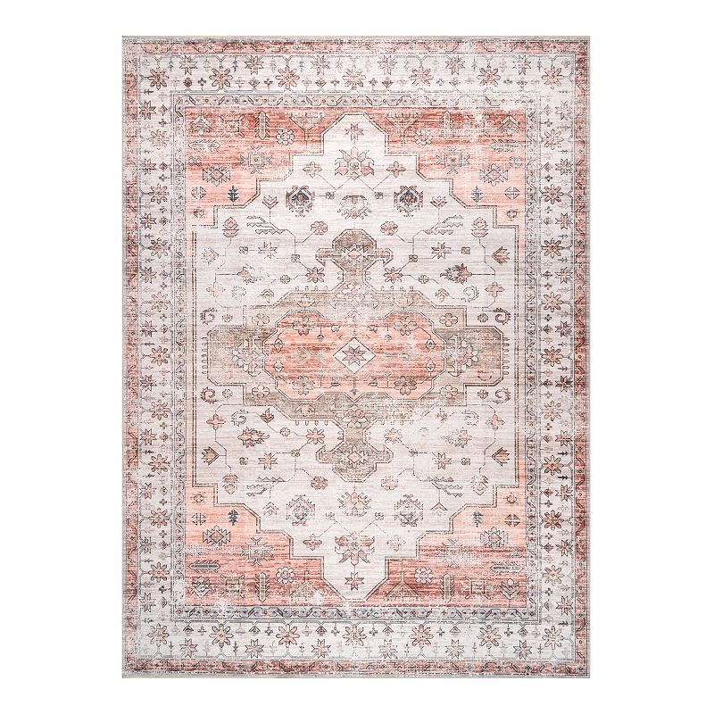 nuLOOM Banks Machine Washable Faded Vintage Rug, White, 9X12 Ft