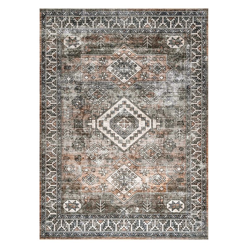 nuLOOM Bowie Machine Washable Tribal Pattern Rug, Orange, 9X12 Ft