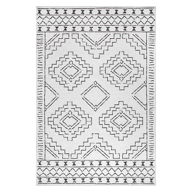 nuLOOM Noa Machine Tribal Moroccan Washable Rug, Beig/Green, 5X8 Ft