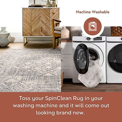 nuLOOM Mia Machine Washable Geometric Medallion Rug