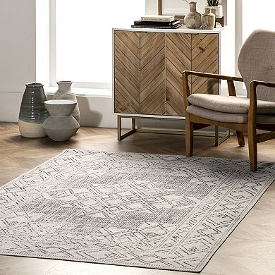 nuLOOM Mia Machine Washable Geometric Medallion Rug